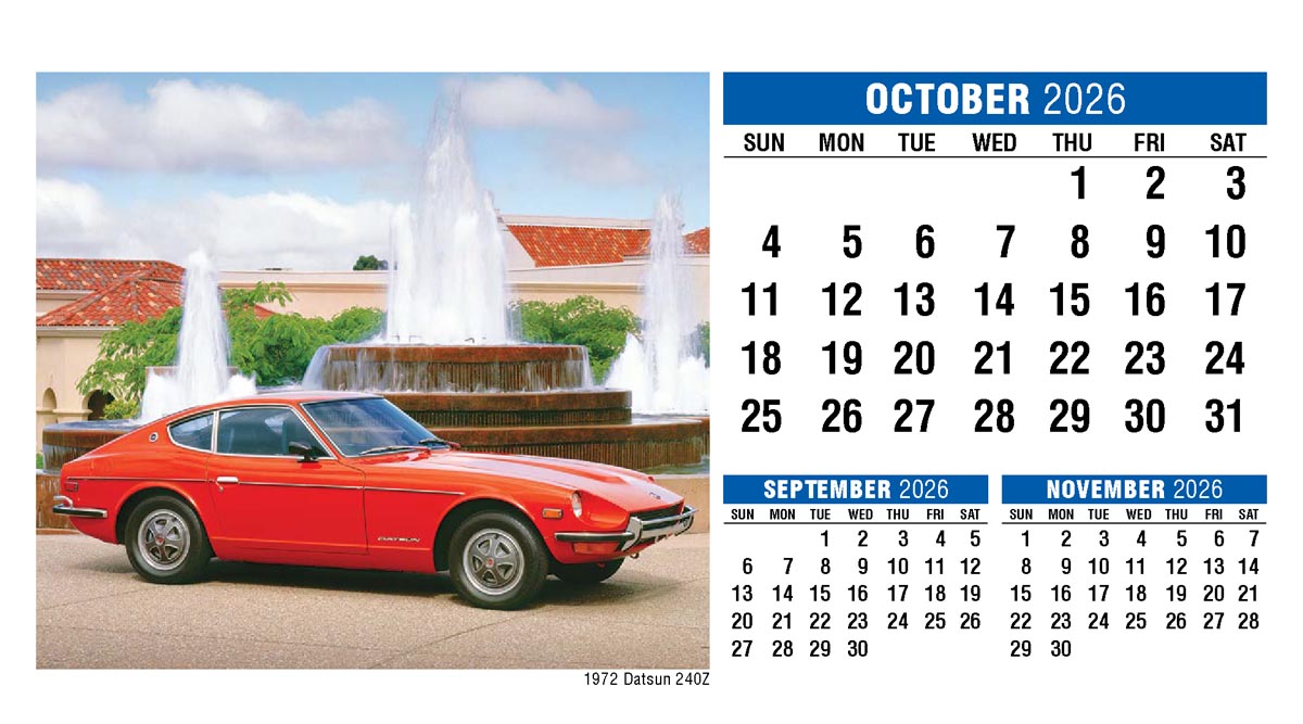 Galleria Classic Cars Promotional Desk Calendar- 2026